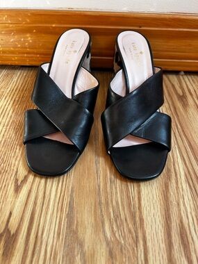 kate spade Black Crisscross Slide Mules